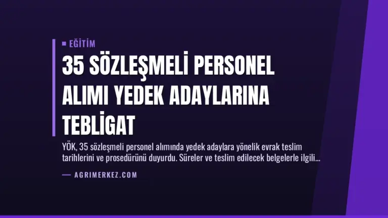 35 Sözleşmeli Personel Alımı Yedek Adaylarına Tebligat