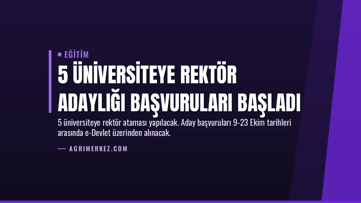 5 Üniversiteye Rektör Adaylığı Başvuruları Başladı