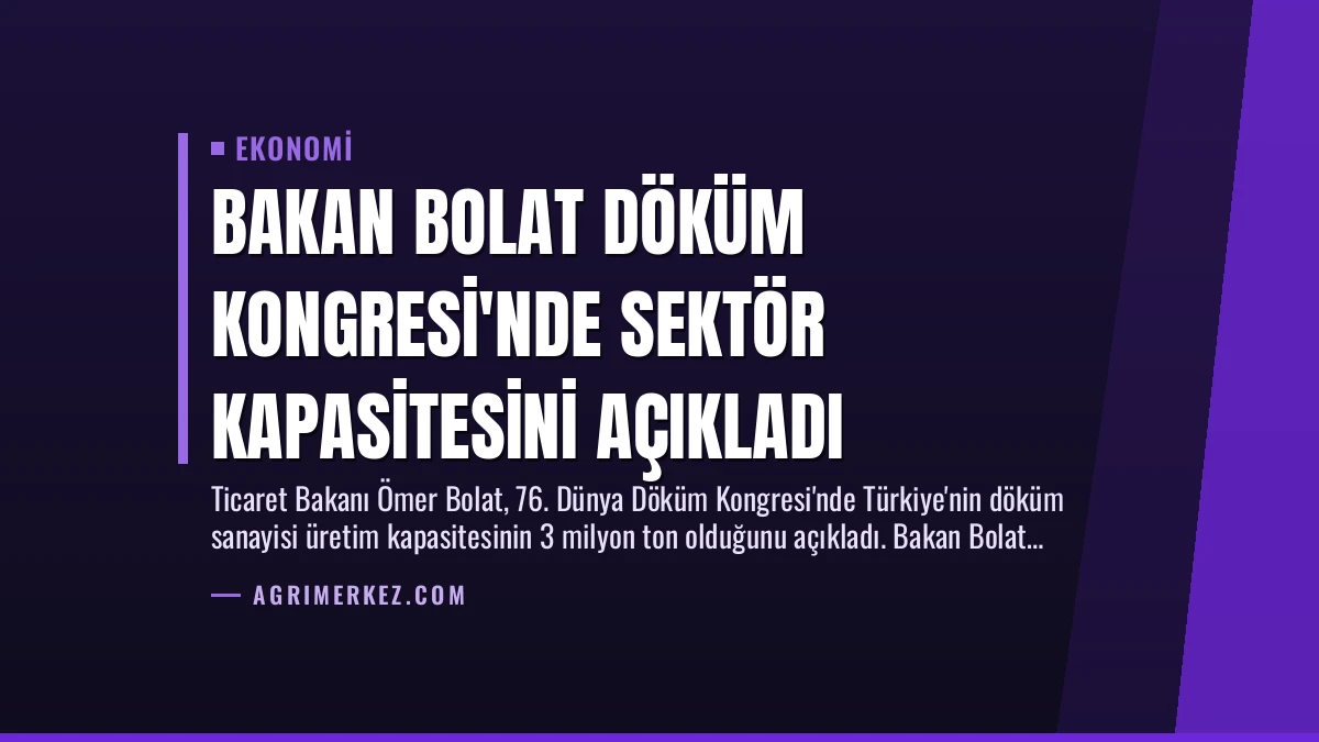 Bakan Bolat Döküm Kongresi’nde Sektör Kapasitesini Açıkladı