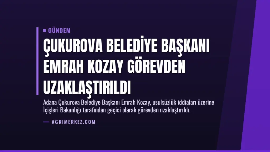 Çukurova Belediye Başkanı Emrah Kozay Görevden Uzaklaştırıldı