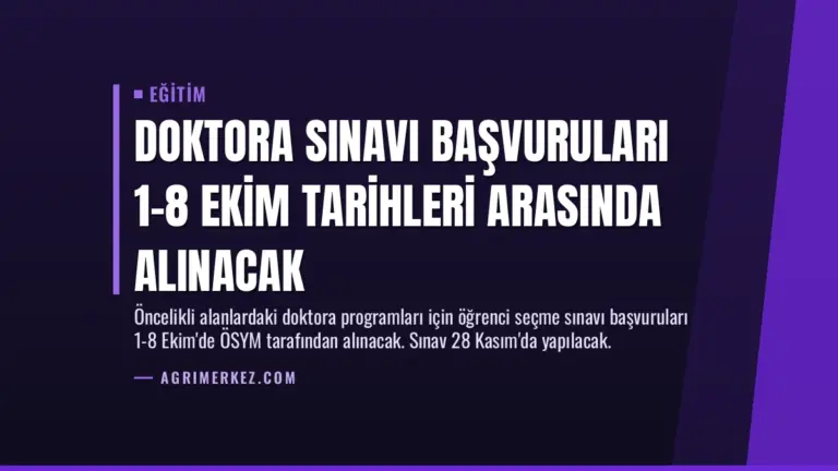 Doktora Sınavı Başvuruları 1-8 Ekim Tarihleri Arasında Alınacak