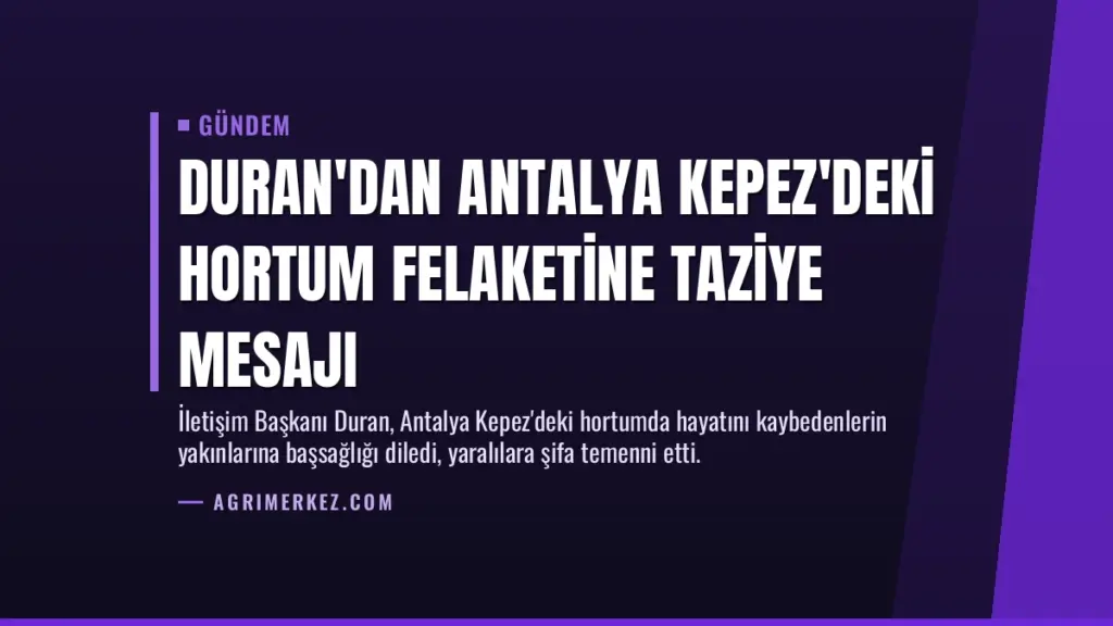 Duran'dan Antalya Kepez'deki hortum felaketine taziye mesajı