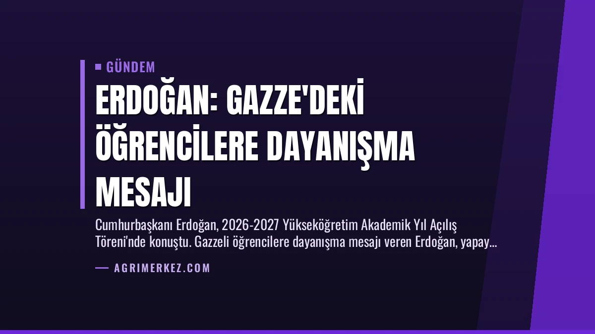 Erdoğan: Gazze’deki öğrencilere dayanışma mesajı