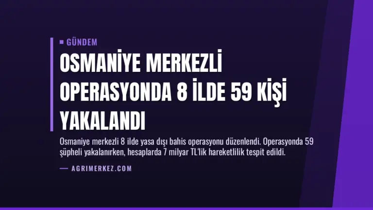 Osmaniye Merkezli Operasyonda 8 İlde 59 Kişi Yakalandı