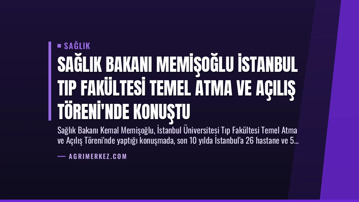 Sağlık Bakanı Memişoğlu İstanbul Tıp Fakültesi Temel Atma ve Açılış Töreni’nde Konuştu