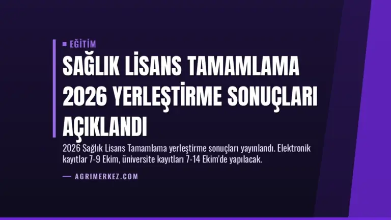 Sağlık Lisans Tamamlama 2026 Yerleştirme Sonuçları Açıklandı