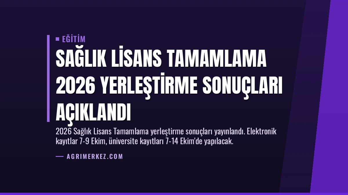 Sağlık Lisans Tamamlama 2026 Yerleştirme Sonuçları Açıklandı