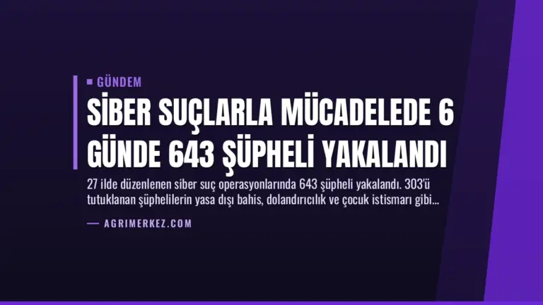 Siber Suçlarla Mücadelede 6 Günde 643 Şüpheli Yakalandı