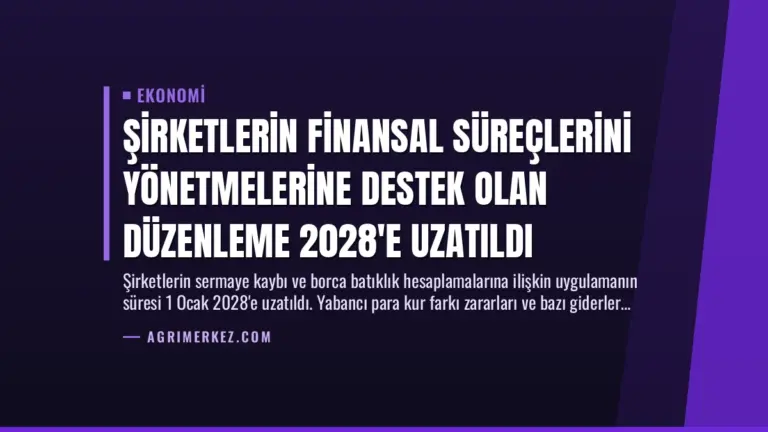 Şirketlerin Finansal Süreçlerini Yönetmelerine Destek Olan Düzenleme 2028’e Uzatıldı