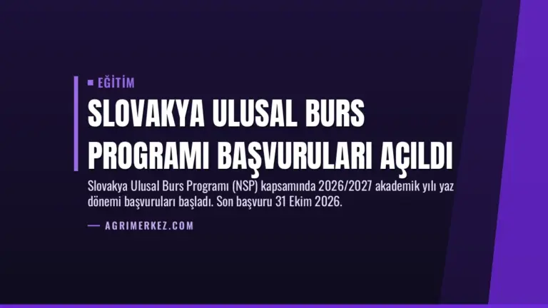 Slovakya Ulusal Burs Programı Başvuruları Açıldı