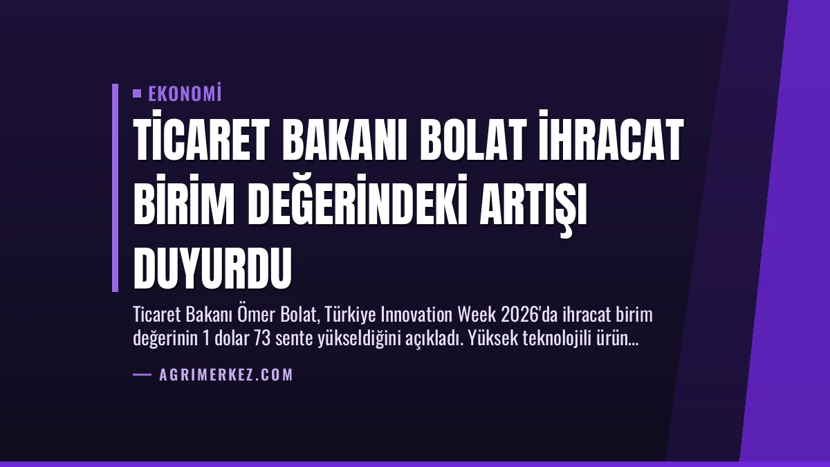 Ticaret Bakanı Bolat İhracat Birim Değerindeki Artışı Duyurdu
