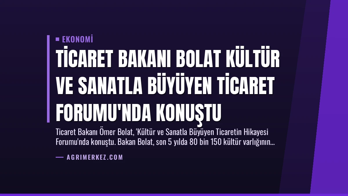 Ticaret Bakanı Bolat Kültür ve Sanatla Büyüyen Ticaret Forumu’nda Konuştu