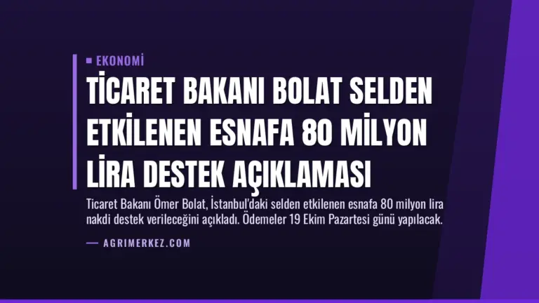 Ticaret Bakanı Bolat Selden Etkilenen Esnafa 80 Milyon Lira Destek Açıklaması