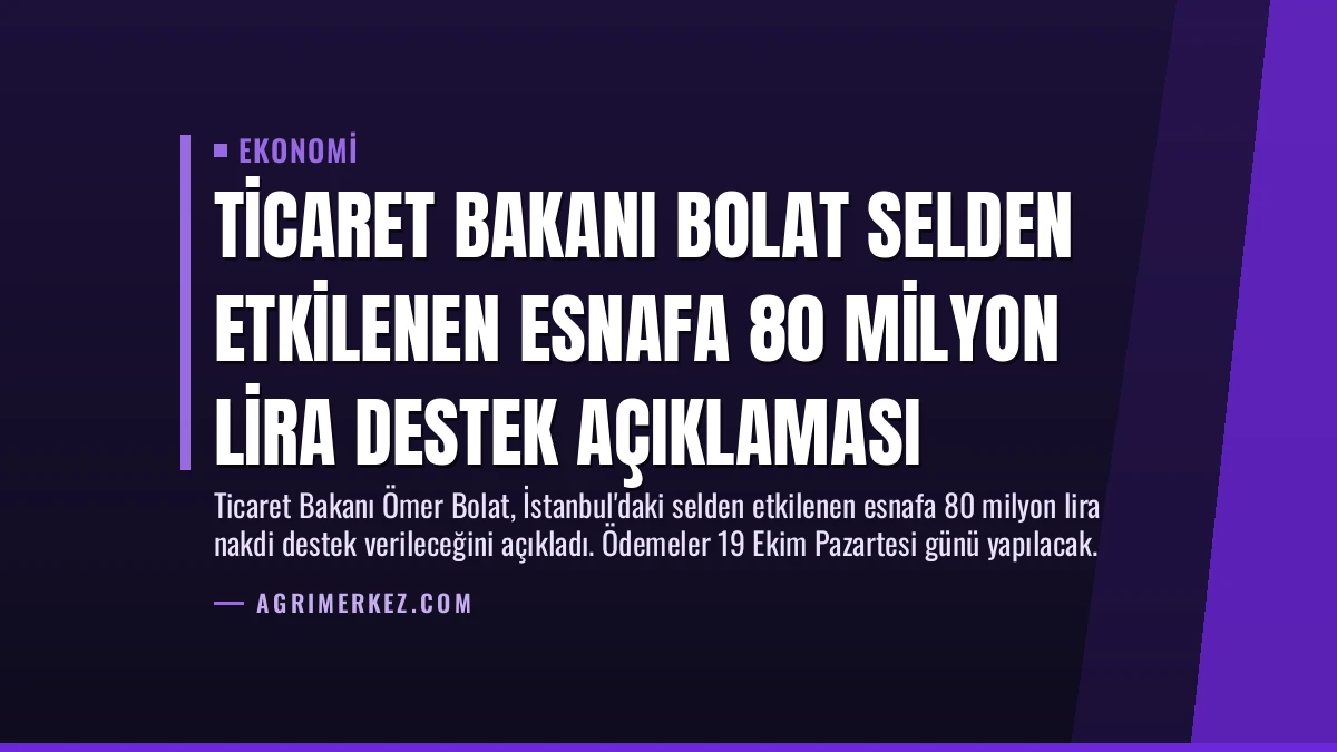 Ticaret Bakanı Bolat Selden Etkilenen Esnafa 80 Milyon Lira Destek Açıklaması