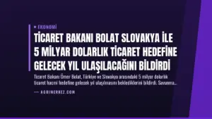 Ticaret Bakanı Bolat Slovakya ile 5 Milyar Dolarlık Ticaret Hedefine Gelecek Yıl Ulaşılacağını Bildirdi