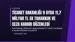 Ticaret Bakanlığı 9 Ayda 11,7 Milyar TL Ek Tahakkuk ve Ceza Kararı Düzenledi