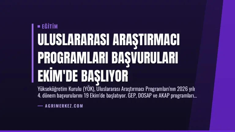 Uluslararası Araştırmacı Programları Başvuruları Ekim’de Başlıyor