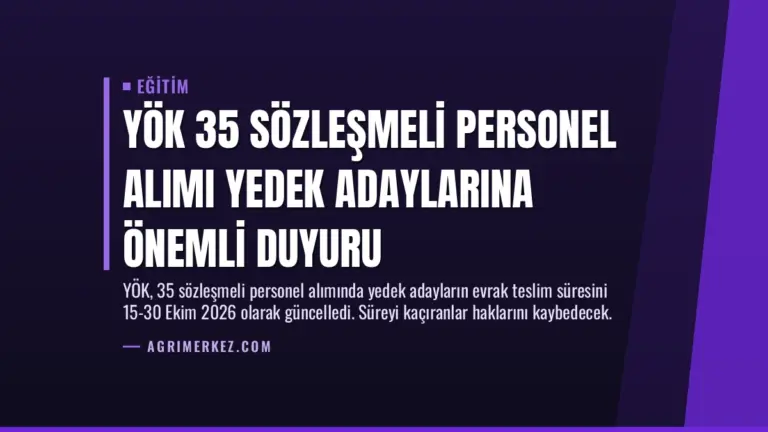 YÖK 35 Sözleşmeli Personel Alımı Yedek Adaylarına Önemli Duyuru