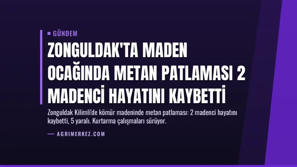 Zonguldak'ta Maden Ocağında Metan Patlaması 2 Madenci Hayatını Kaybetti